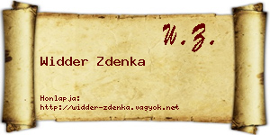 Widder Zdenka névjegykártya